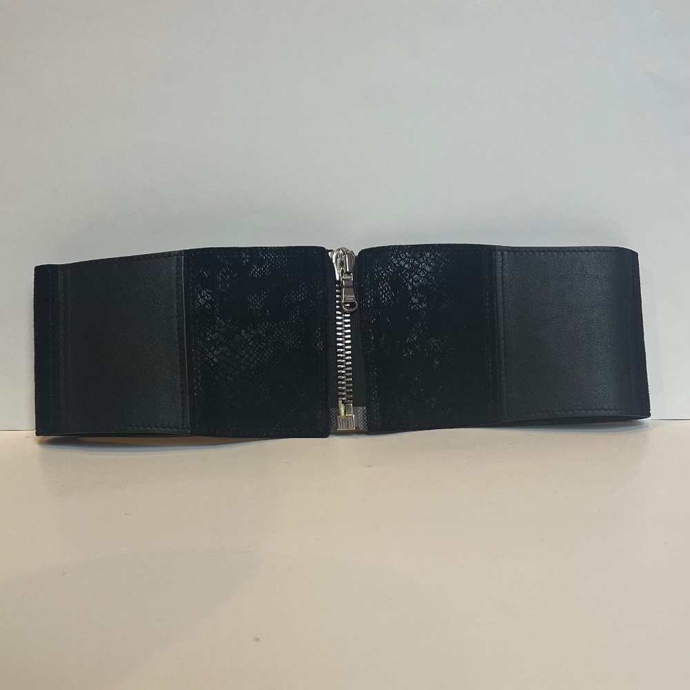 Patrizia Pepe Reptile Lizard Zip Black Suede Leather high-waist Corset belt Smal